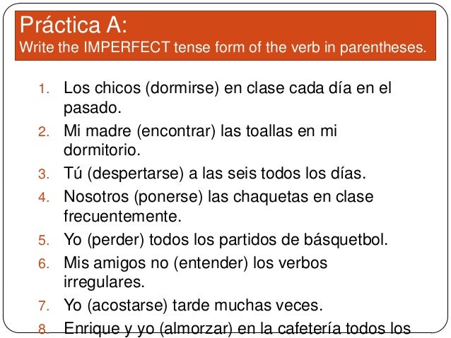 Imperfect Tense Reflexives And Stem Changers