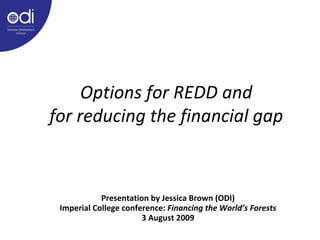 Options for REDD and for reducing the financial gap ,[object Object],[object Object],[object Object]