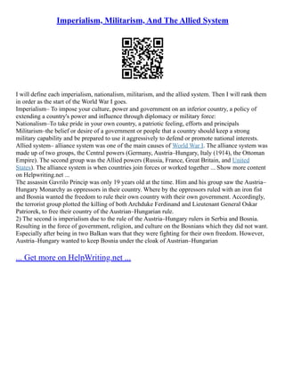 Imperialism, Militarism, And The Allied System | PDF