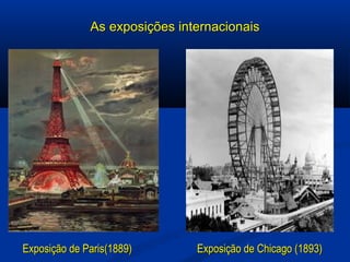 As exposições internacionaisAs exposições internacionais
Exposição de Paris(1889)Exposição de Paris(1889) Exposição de Chicago (1893)Exposição de Chicago (1893)
 