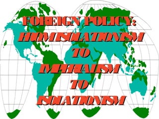 FOREIGN POLICY:FOREIGN POLICY:
FROMISOLATIONISMFROMISOLATIONISM
TOTO
IMPERIALISMIMPERIALISM
TOTO
ISOLATIONISMISOLATIONISM
 
