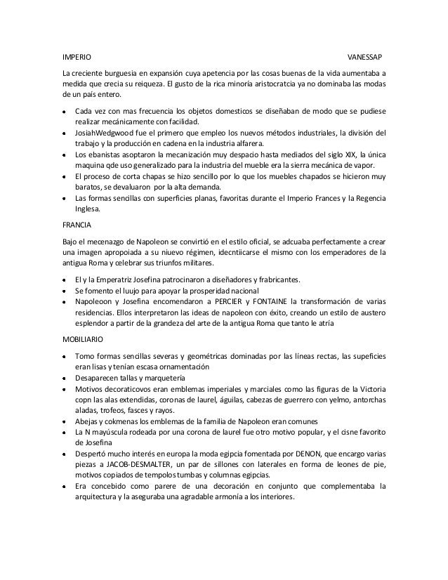 Muebles e interiores del estilo Imperio