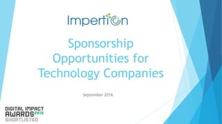 Sponsorship
Opportunities for
Technology Companies
September 2016
 