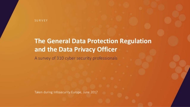 The General Data Protection Regulation
and the Data Privacy Officer
A survey of 310 cyber security professionals
S U R V E...