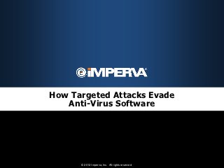 How Targeted Attacks Evade
   Anti-Virus Software




      © 2012 Imperva, Inc. All rights reserved.
 