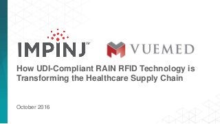 How UDI-Compliant RAIN RFID Technology is
Transforming the Healthcare Supply Chain
October 2016
 