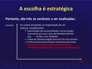 Escolha da tecnologia mais adequada à empresa;