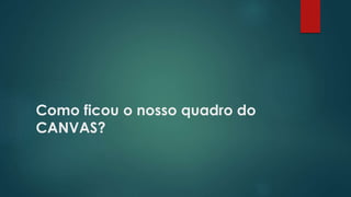 Como ficou o nosso quadro do 
CANVAS? 
 