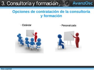 3. Consultoría y formación
                     Opciones de contratación de
                         consultoría y formación
               ➢   Estándar              ➢   Personalizada




Ana Juaristi
 