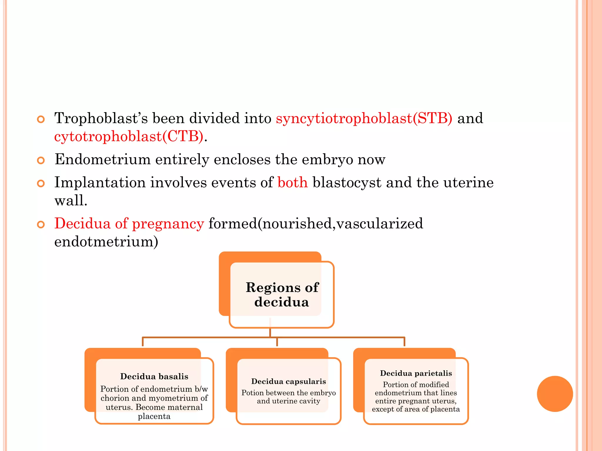 Implantation and placentation , and overview | PDF