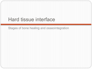 Hard tissue interface
Stages of bone healing and osseointegration
 