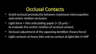 Implant occlusion necessary in implant dentistry | PPTX
