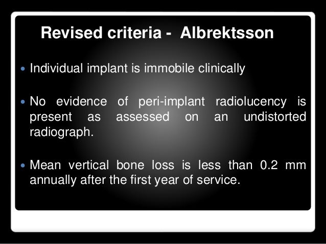 Implant Quality Scale Osseointegration Success Criteria And Basic
