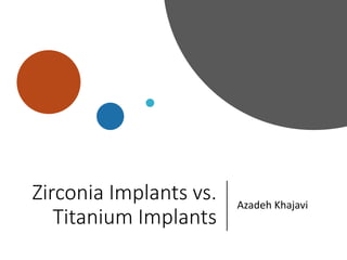 Zirconia Implants vs.
Titanium Implants
Azadeh Khajavi
 