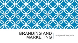 BRANDING AND   AI responsible: Peter, Steve
  MARKETING
 