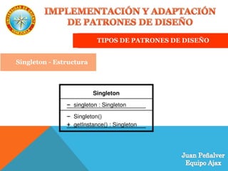 TIPOS DE PATRONES DE DISEÑO
Singleton - Estructura
 