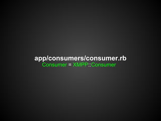 app/consumers/consumer.rb
  Consumer = XMPP::Consumer
 