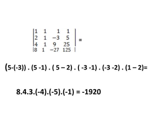 =(5-(-3)) . (5 -1) . ( 5 – 2) . ( -3 -1) . (-3 -2) . (1 – 2)=8.4.3.(-4).(-5).(-1) = -1920