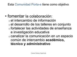 Implementar Desarrollando La Comunidad Porta E