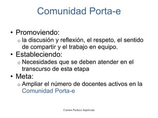 Implementar Desarrollando La Comunidad Porta E