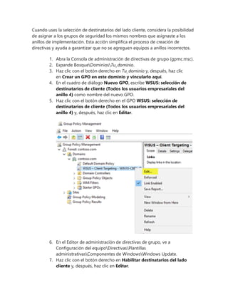 Implementar windows de cliente con windows server update services | PDF