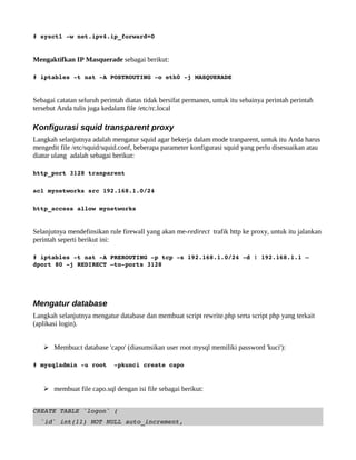 Implementasi otentikasi pada squid dalam mode transparent proxy | PDF