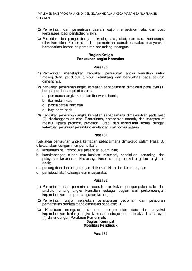 Implementasi Program Kb Di Kel Kelayan Dalam Kec Banjarmasin Selatan