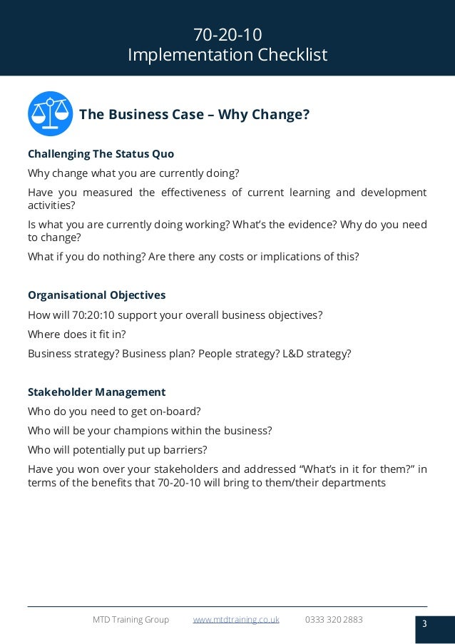 Your 702010 Implementation Checklist