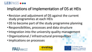 Implications of Implementation of DS at HEIs
•Revision and adjustment of DS against the current
study programmes at each H...