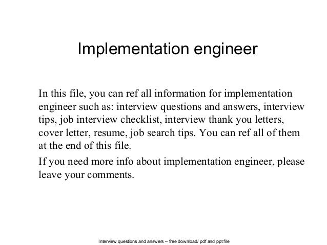 Implementation engineer Implementation engineer