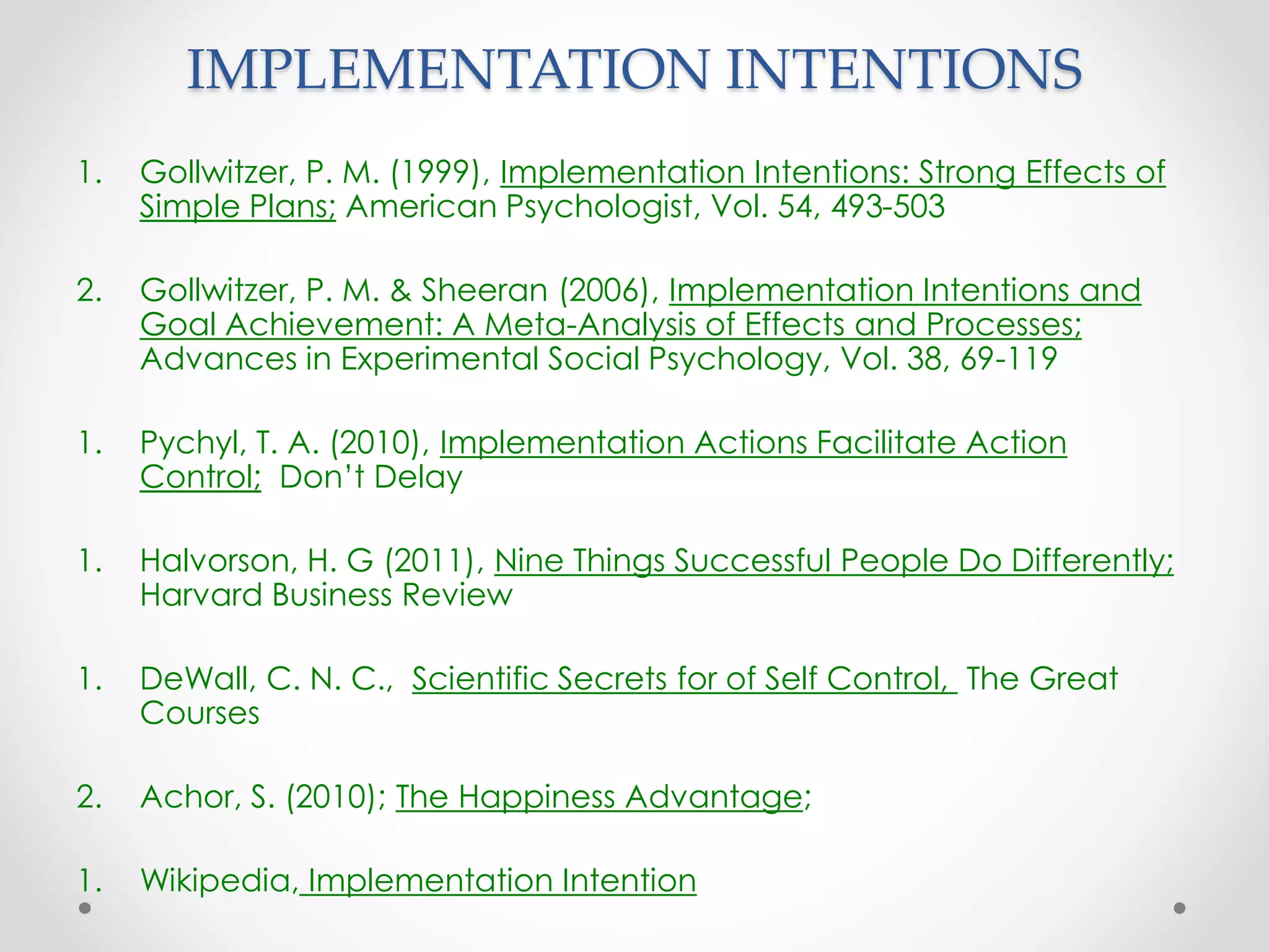 Implementation intentions ppt
