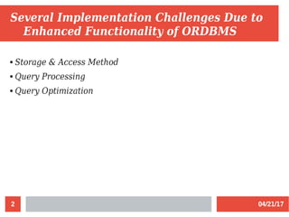 Implementation Issue with ORDBMS | PPT