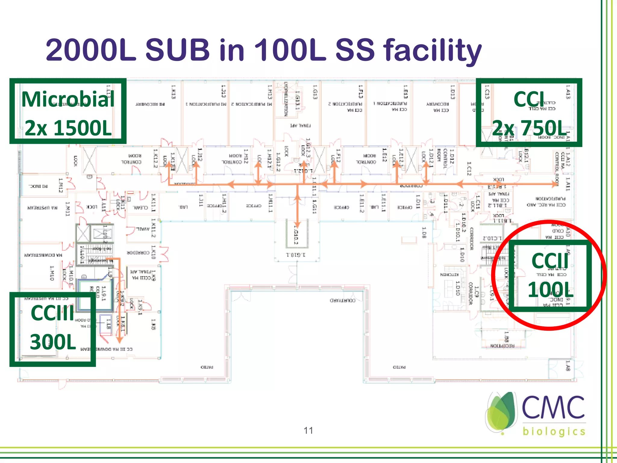 2000L SUB in 100L SS facility
Microbial                           CCI
2x 1500L                          2x 750L




                                     CCII
                                     100L
CCIII
300L


                   11
 
