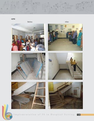 135I m p l e m e n t a t i o n o f 5 S i n H o s p i t a l S e t t i n gSORT
SUSTAIN
SET
SHINE
STANDARDIZE
5S
OPD
Before After
 