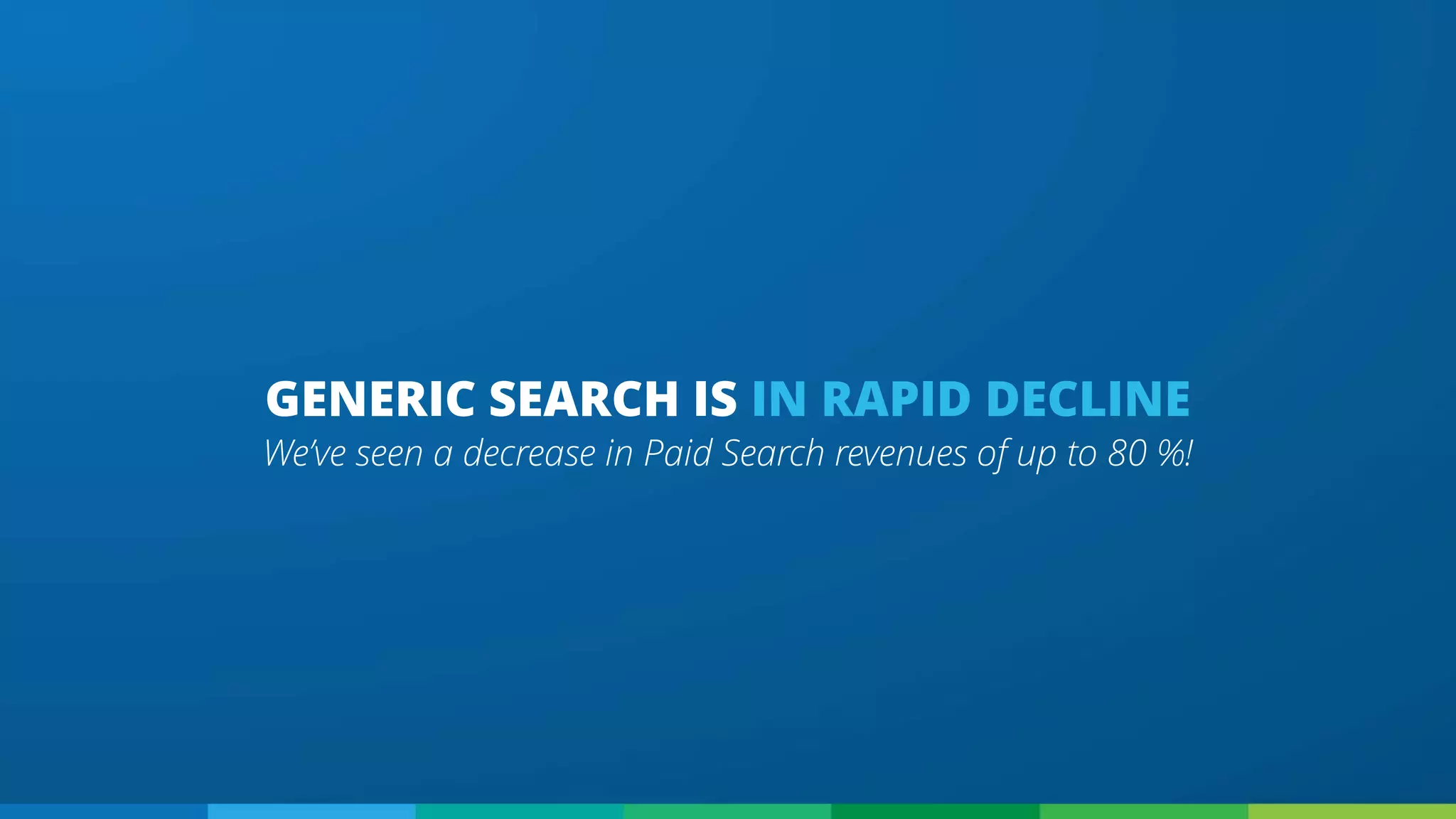 We’ve seen a decrease in Paid Search revenues of up to 80 %!
GENERIC SEARCH IS IN RAPID DECLINE
 