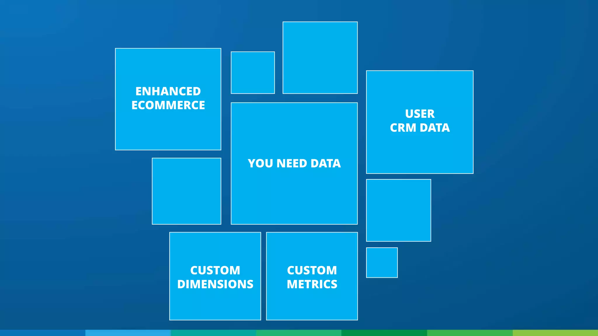 ENHANCED
ECOMMERCE
YOU NEED DATA
USER
CRM DATA
CUSTOM
METRICS
CUSTOM
DIMENSIONS
 
