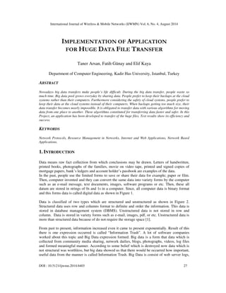 Implementation of application for huge data file transfer