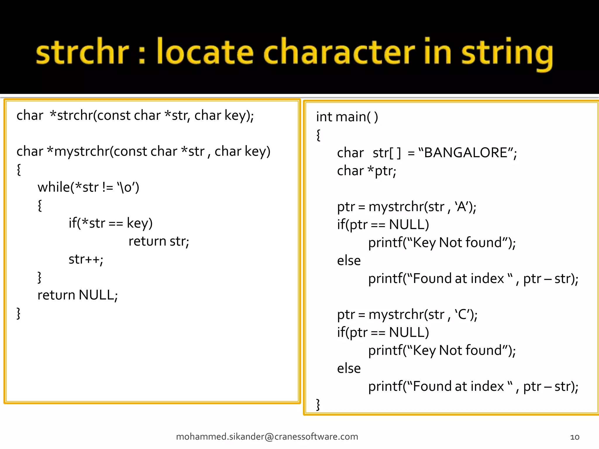 Implementation of c string functions | PPT