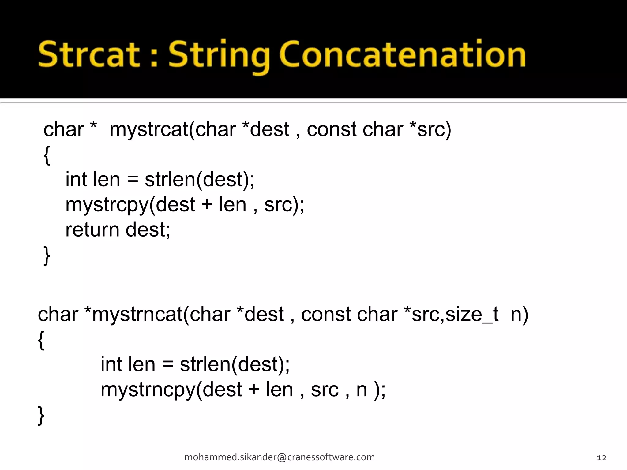 Implementation of c string functions | PPT
