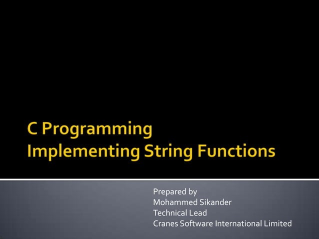 Implementation of c string functions | PPT
