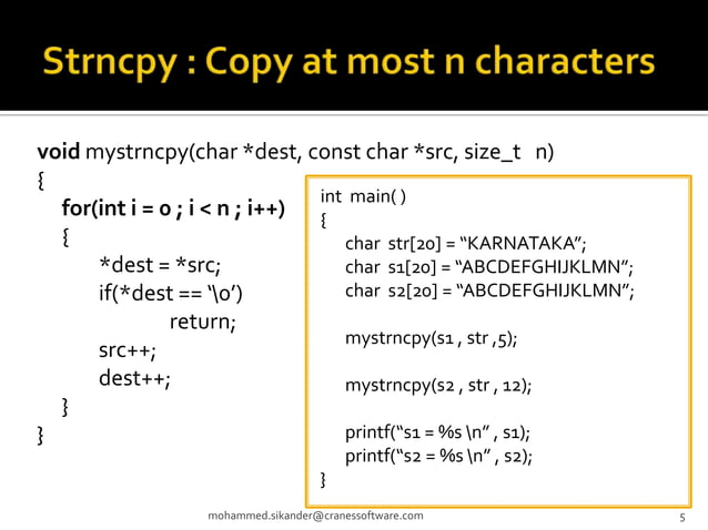 Implementation of c string functions | PPT