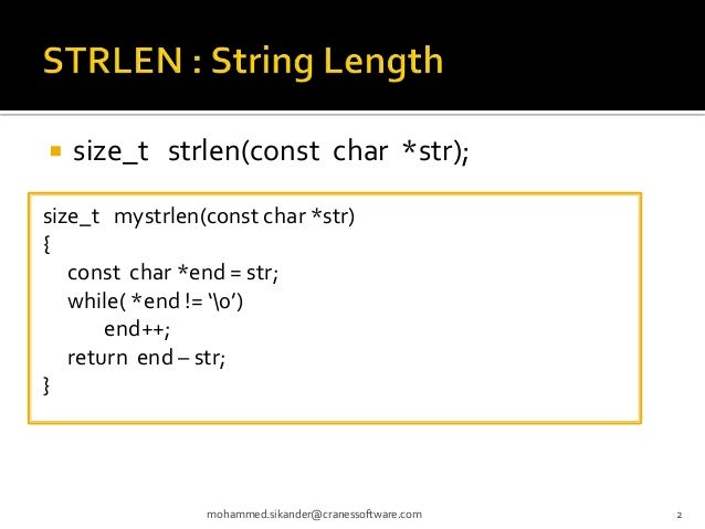 Implementation of c string functions