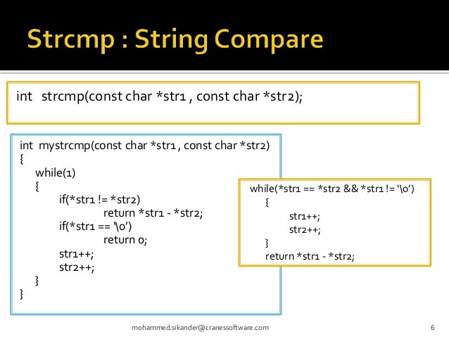 Implementation of c string functions