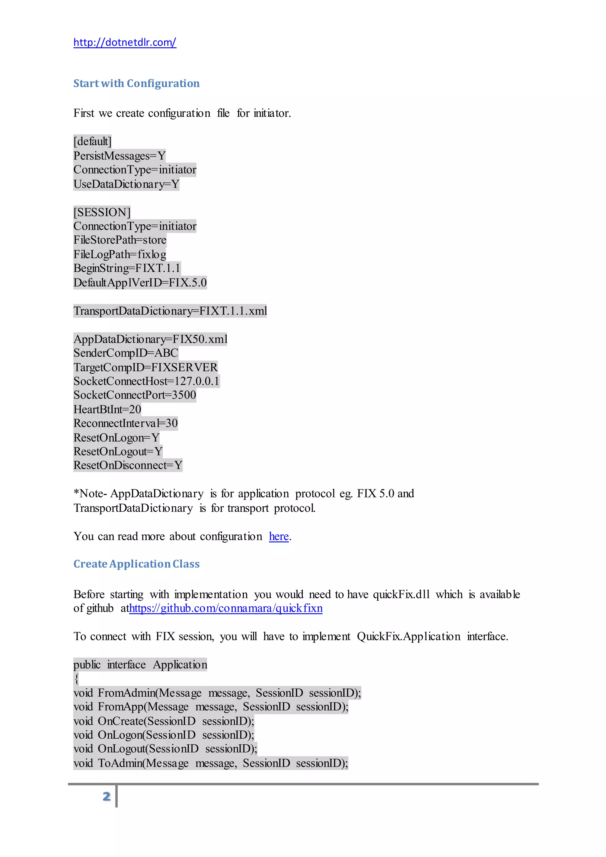 Implementation of fix messages for fix 5.0 sp2 and fixt1.1 ...
