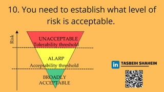 TASBEIH SHAHEIN
10. You need to establish what level of
risk is acceptable.
 