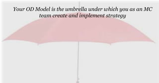 Your OD Model is the umbrella under which you as an MC
team create and implement strategy
 