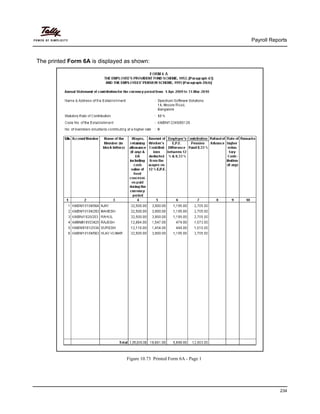 Payroll Reports
234
The printed Form 6A is displayed as shown:
Figure 10.73 Printed Form 6A - Page 1
 