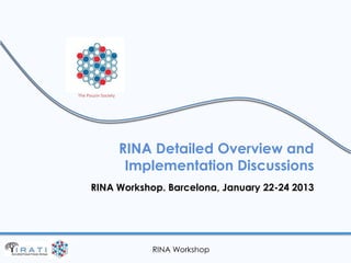 The Pouzin Society




                     RINA Detailed Overview and
                      Implementation Discussions
      RINA Workshop. Barcelona, January 22-24 2013




                         RINA Workshop
 