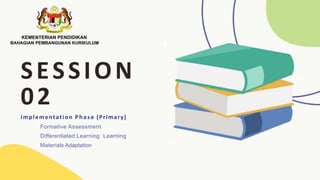 Implementation Phase (Primary)
Formative Assessment
Differentiated Learning Learning
Materials Adaptation
SESSION
02
 