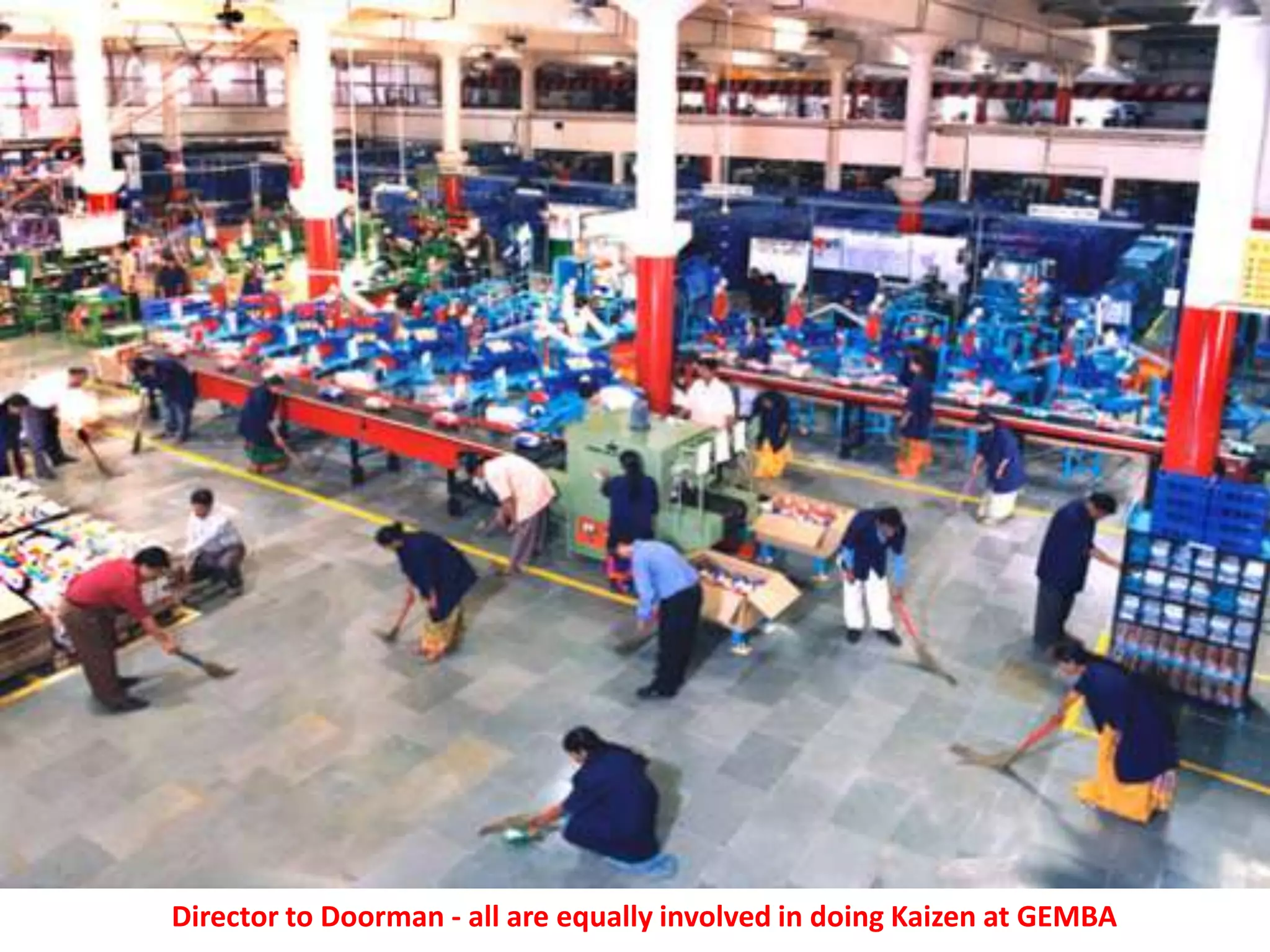 Director to Doorman - all are equally involved in doing Kaizen at GEMBA
 